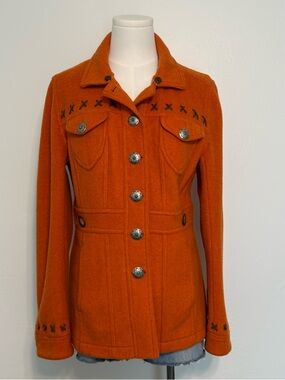 Tasha Polizzi Western Jacket Burnt Orange Concho Buttons Embroidered Size M
